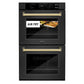 ZLINE 30 in. Autograph Edition Professional True Convection Double Wall Oven with Air Fry and Self Clean in Black Stainless Steel with Polished Gold Handles (WADBZ-30-G) - KB&A The Home Improvement Store
