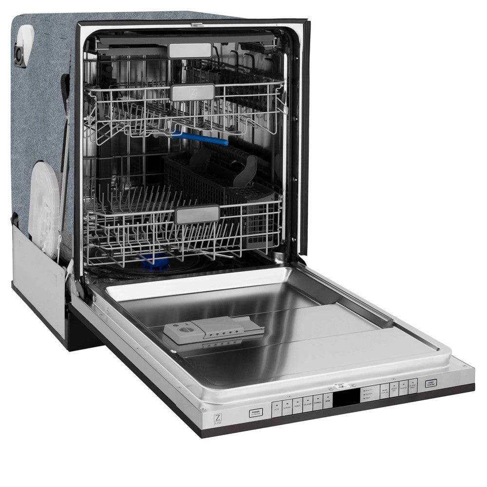 ZLINE 24" Monument Series 3rd Rack Top Touch Control Dishwasher with Stainless Steel Tub, 45dBa (DWMT-BLM-24) - KB&A The Home Improvement Store
