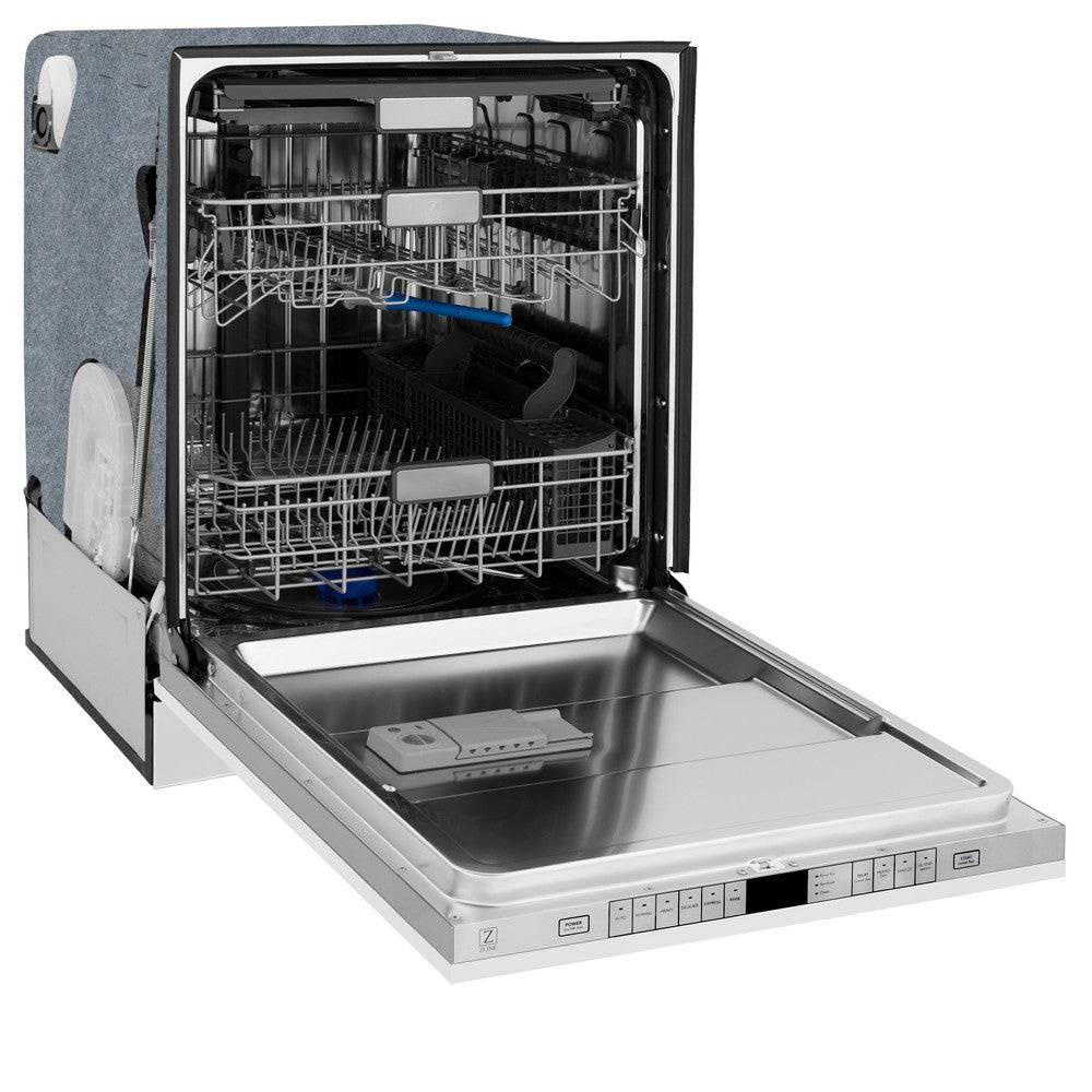 ZLINE 24" Monument Series 3rd Rack Top Touch Control Dishwasher with Stainless Steel Tub, 45dBa (DWMT-WM-24) - KB&A The Home Improvement Store