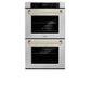 ZLINE 30 in. Autograph Edition Professional True Convection Double Wall Oven with Air Fry and Self Clean in Stainless Steel with Polished Gold Handles (WADZ-30-G) - KB&A The Home Improvement Store