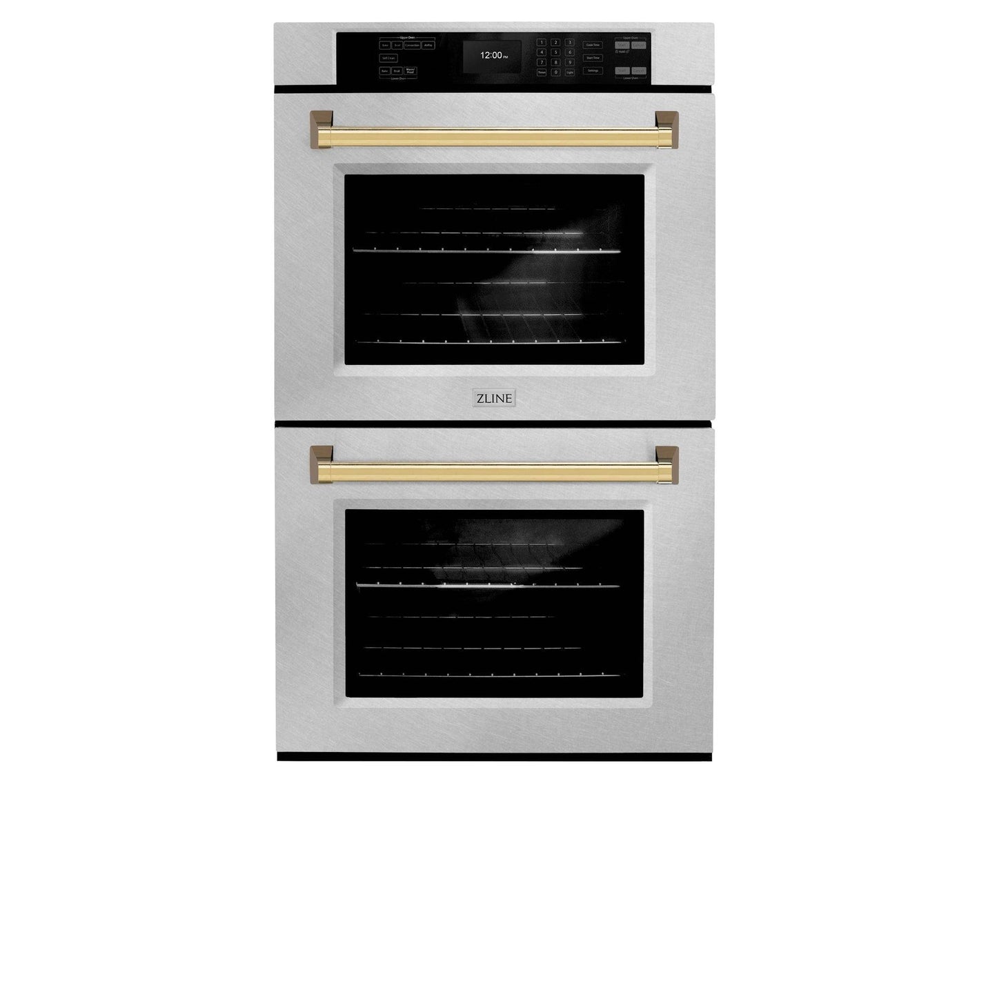 ZLINE 30 in. Autograph Edition Professional True Convection Double Wall Oven with Air Fry and Self Clean in Stainless Steel with Polished Gold Handles (WADZ-30-G) - KB&A The Home Improvement Store