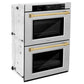 ZLINE 30 in. Autograph Edition Professional True Convection Double Wall Oven with Air Fry and Self Clean in Stainless Steel with Polished Gold Handles (WADZ-30-G) - KB&A The Home Improvement Store
