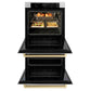 Professional True Convection Double Wall Oven with Air Fry and Self Clean in DuraSnow® Stainless Steel with White Matte Doors and Champagne Bronze Handles (WADSZ-WM-30-CB) - KB&A The Home Improvement Store