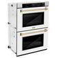 Professional True Convection Double Wall Oven with Air Fry and Self Clean in DuraSnow® Stainless Steel with White Matte Doors and Champagne Bronze Handles (WADSZ-WM-30-CB) - KB&A The Home Improvement Store