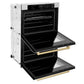 Professional True Convection Double Wall Oven with Air Fry and Self Clean in DuraSnow® Stainless Steel with White Matte Doors and Champagne Bronze Handles (WADSZ-WM-30-CB) - KB&A The Home Improvement Store