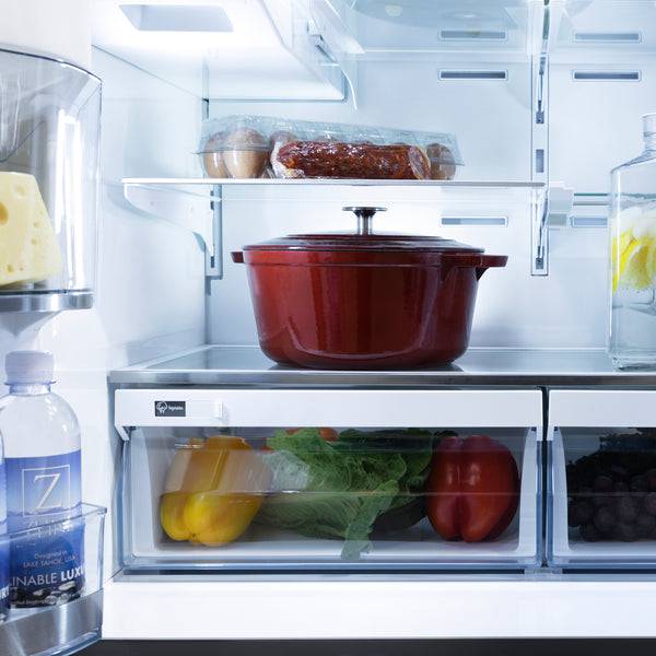 ZLINE 36 in. Autograph Edition 21.6 cu. ft 4-Door French Door Refrigerator with Water and Ice Dispenser in Black Stainless Steel with Polished Gold Modern Handles (RFMZ-W-36-BS-FG) - KB&A The Home Improvement Store