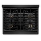 ZLINE Autograph Edition 30 in. 4.2 cu. ft. Paramount Gas Range with 4 Burner Cooktop and Convection Gas Oven in Black Stainless Steel and Champagne Bronze Accents (SGRBZ-30-CB) - KB&A The Home Improvement Store