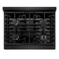 ZLINE Autograph Edition 30 in. 4.2 cu. ft. Paramount Gas Range with 4 Burner Cooktop and Convection Gas Oven in Black Stainless Steel and Polished Gold Accents (SGRBZ-30-G) - KB&A The Home Improvement Store