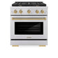 ZLINE Autograph Edition 30 in. 4.2 cu. ft. Paramount Gas Range with 4 Burner Cooktop and Convection Gas Oven in Stainless Steel and Champagne Bronze Accents (SGRZ-30-CB) - KB&A The Home Improvement Store