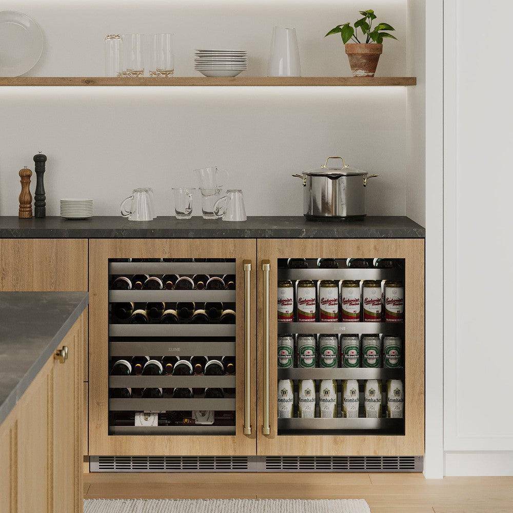 ZLINE 24 In. Touchstone Wine Cooler with Panel-Ready Glass Door and Polished Gold Handle (RWDPOZ-24-G) - KB&A The Home Improvement Store