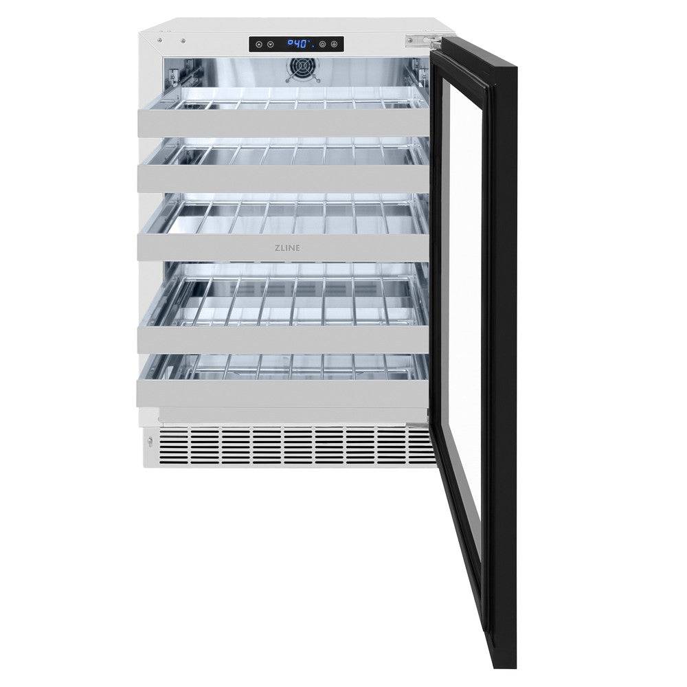 ZLINE 24 In. Touchstone Wine Cooler with Panel-Ready Glass Door and Polished Gold Handle (RWDPOZ-24-G) - KB&A The Home Improvement Store