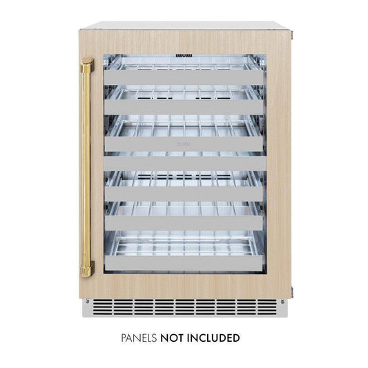 ZLINE 24 In. Touchstone Wine Cooler with Panel-Ready Glass Door and Polished Gold Handle (RWDPOZ-24-G) - KB&A The Home Improvement Store