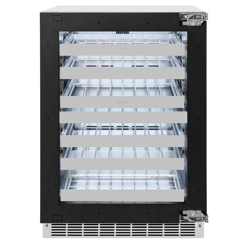 ZLINE 24 In. Touchstone Wine Cooler with Panel-Ready Glass Door and Polished Gold Handle (RWDPOZ-24-G) - KB&A The Home Improvement Store