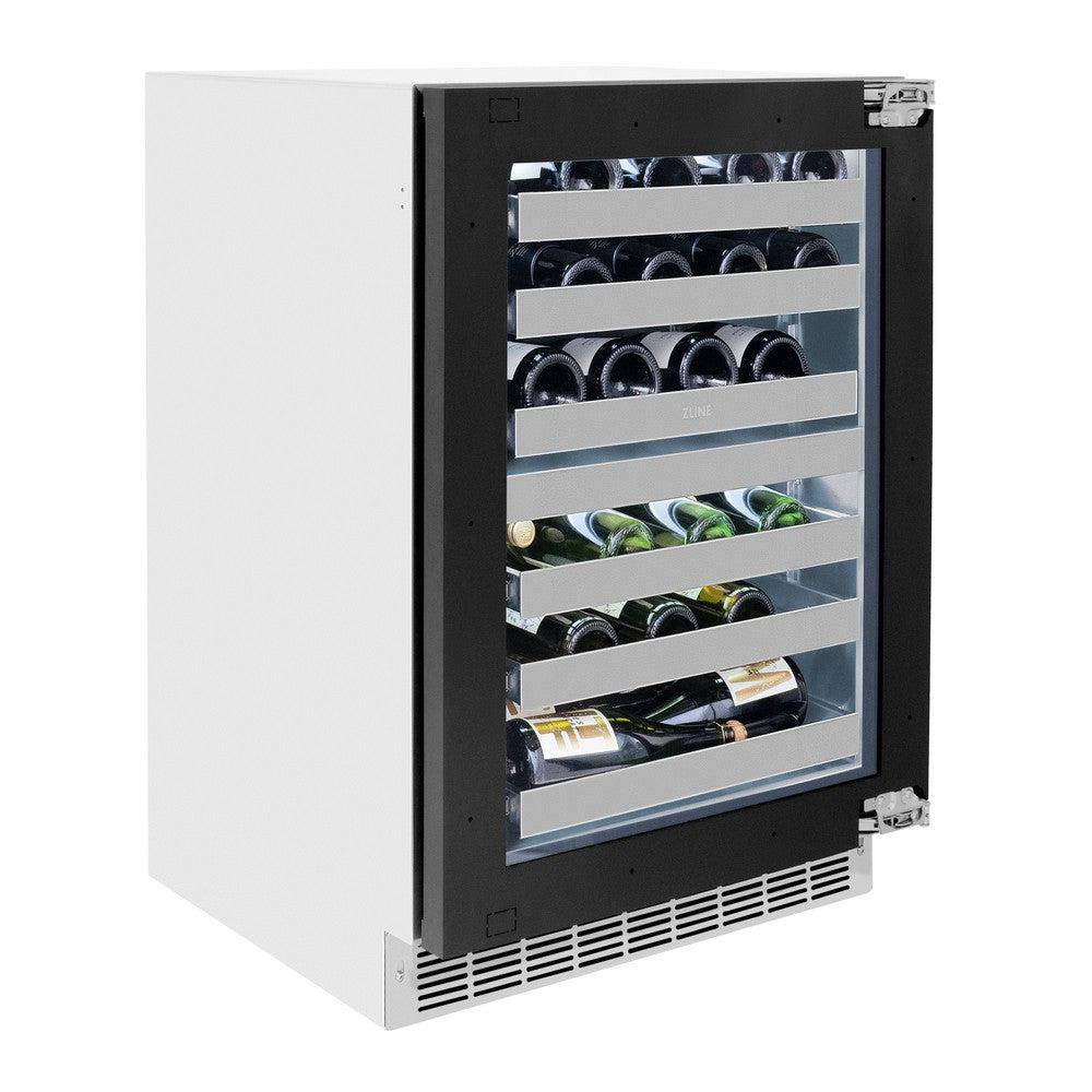 ZLINE 24 In. Touchstone Wine Cooler with Panel-Ready Glass Door and Polished Gold Handle (RWDPOZ-24-G) - KB&A The Home Improvement Store
