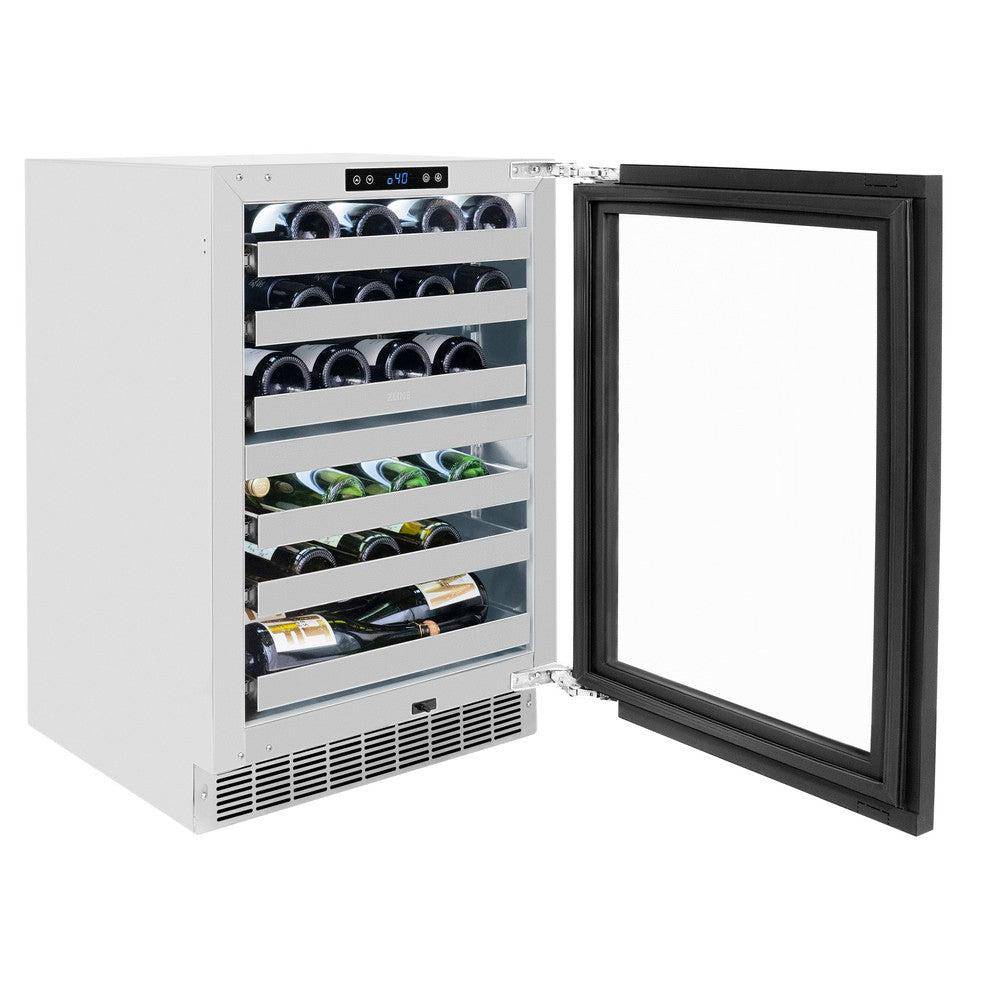 ZLINE 24 In. Touchstone Wine Cooler with Panel-Ready Glass Door and Polished Gold Handle (RWDPOZ-24-G) - KB&A The Home Improvement Store