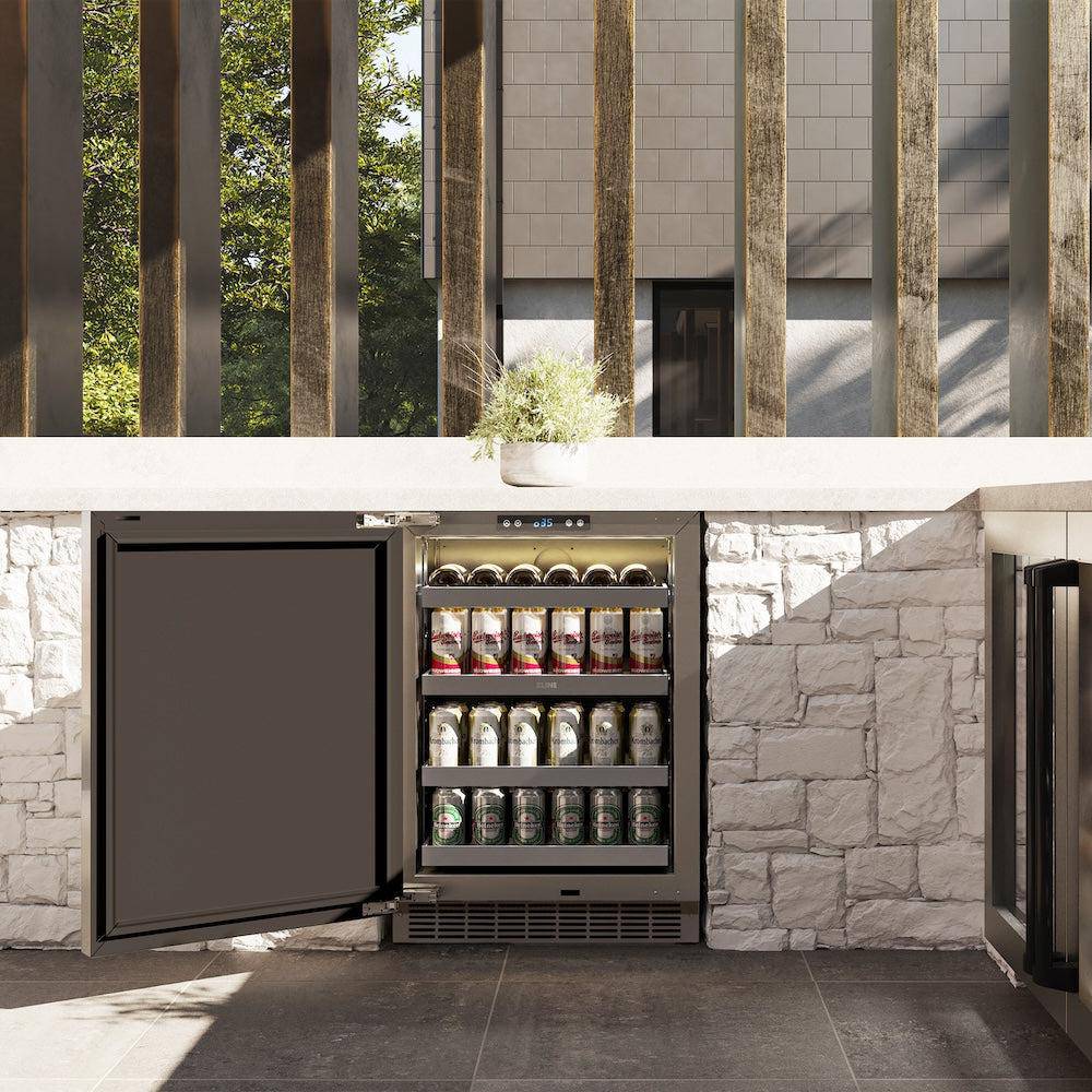 ZLINE Autograph Edition 24 in. Touchstone 151 Can Beverage Fridge With Solid Stainless Steel Door And Matte Black Handle (RBSOZ-ST-24-MB) - KB&A The Home Improvement Store