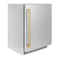 ZLINE Autograph Edition 24 in. Touchstone 151 Can Beverage Fridge With Solid Stainless Steel Door And Champagne Bronze Handle (RBSOZ-ST-24-CB) - KB&A The Home Improvement Store