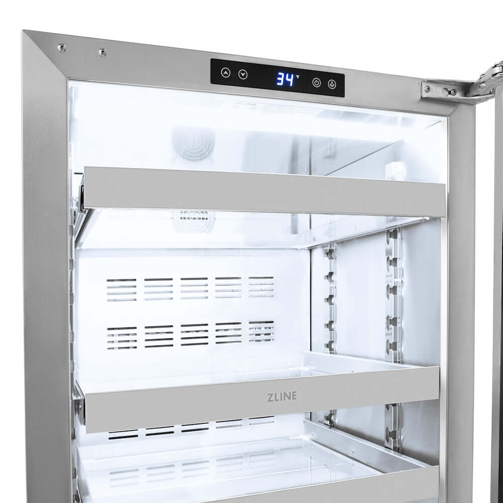 ZLINE Autograph Edition 24 in. Touchstone 151 Can Beverage Fridge With Solid Stainless Steel Door And Matte Black Handle (RBSOZ-ST-24-MB) - KB&A The Home Improvement Store