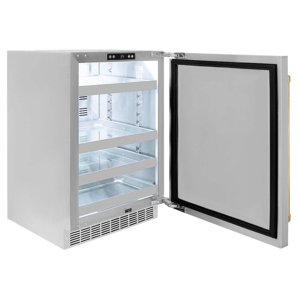 ZLINE Autograph Edition 24 in. Touchstone 151 Can Beverage Fridge With Solid Stainless Steel Door And Matte Black Handle (RBSOZ-ST-24-MB) - KB&A The Home Improvement Store