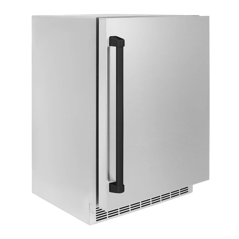 ZLINE Autograph Edition 24 in. Touchstone 151 Can Beverage Fridge With Solid Stainless Steel Door And Matte Black Handle (RBSOZ-ST-24-MB) - KB&A The Home Improvement Store