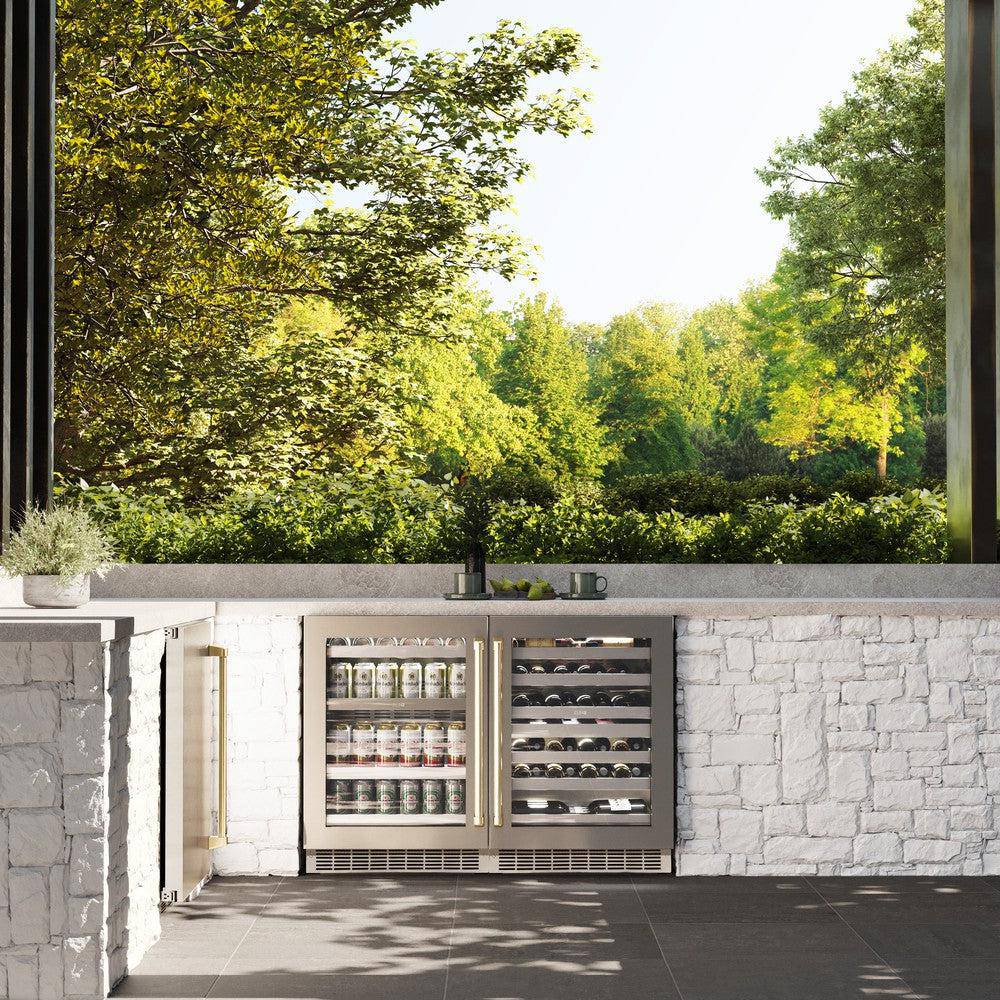 ZLINE 24 In. Touchstone Wine Cooler with Stainless Steel Glass Door and Champagne Bronze Handle (RWDOZ-GS-24-CB) - KB&A The Home Improvement Store