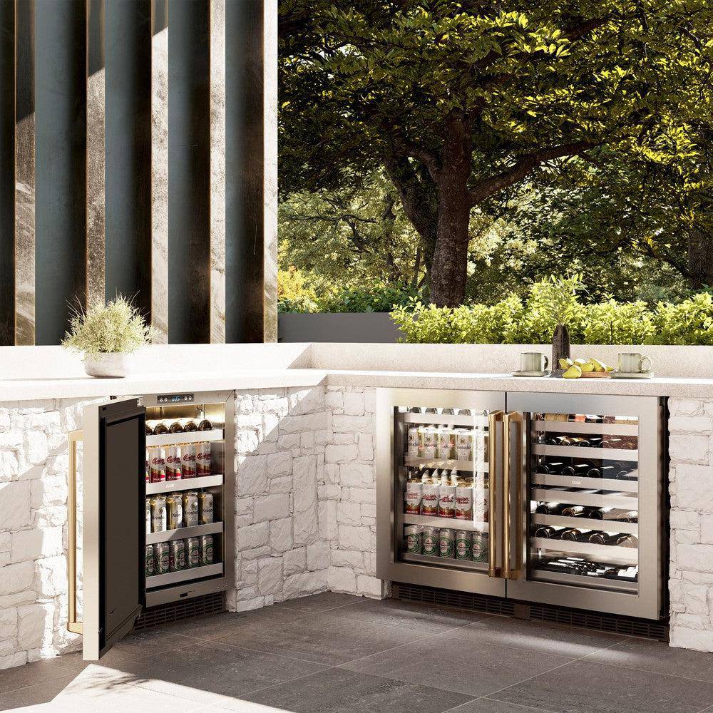 ZLINE 24 In. Touchstone Wine Cooler with Stainless Steel Glass Door and Polished Gold Handle (RWDOZ-GS-24-G) - KB&A The Home Improvement Store