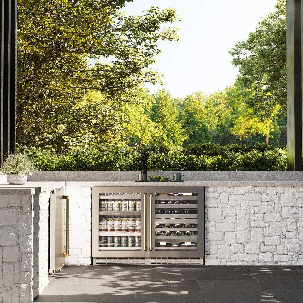 ZLINE 24 In. Touchstone Wine Cooler with Stainless Steel Glass Door and Polished Gold Handle (RWDOZ-GS-24-G) - KB&A The Home Improvement Store
