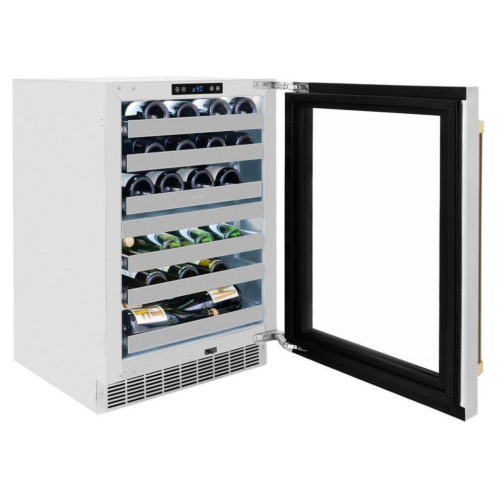 ZLINE 24 In. Touchstone Wine Cooler with Stainless Steel Glass Door and Champagne Bronze Handle (RWDOZ-GS-24-CB) - KB&A The Home Improvement Store
