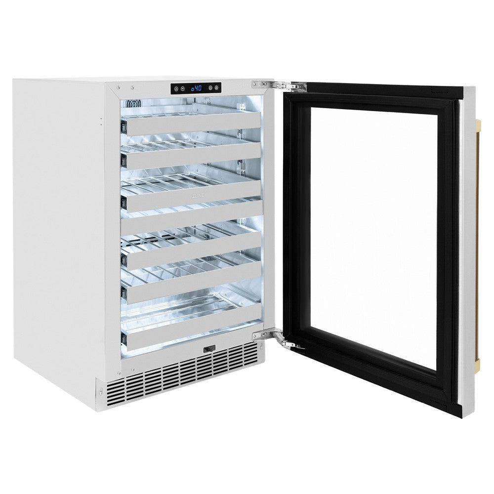 ZLINE 24 In. Touchstone Wine Cooler with Stainless Steel Glass Door and Champagne Bronze Handle (RWDOZ-GS-24-CB) - KB&A The Home Improvement Store