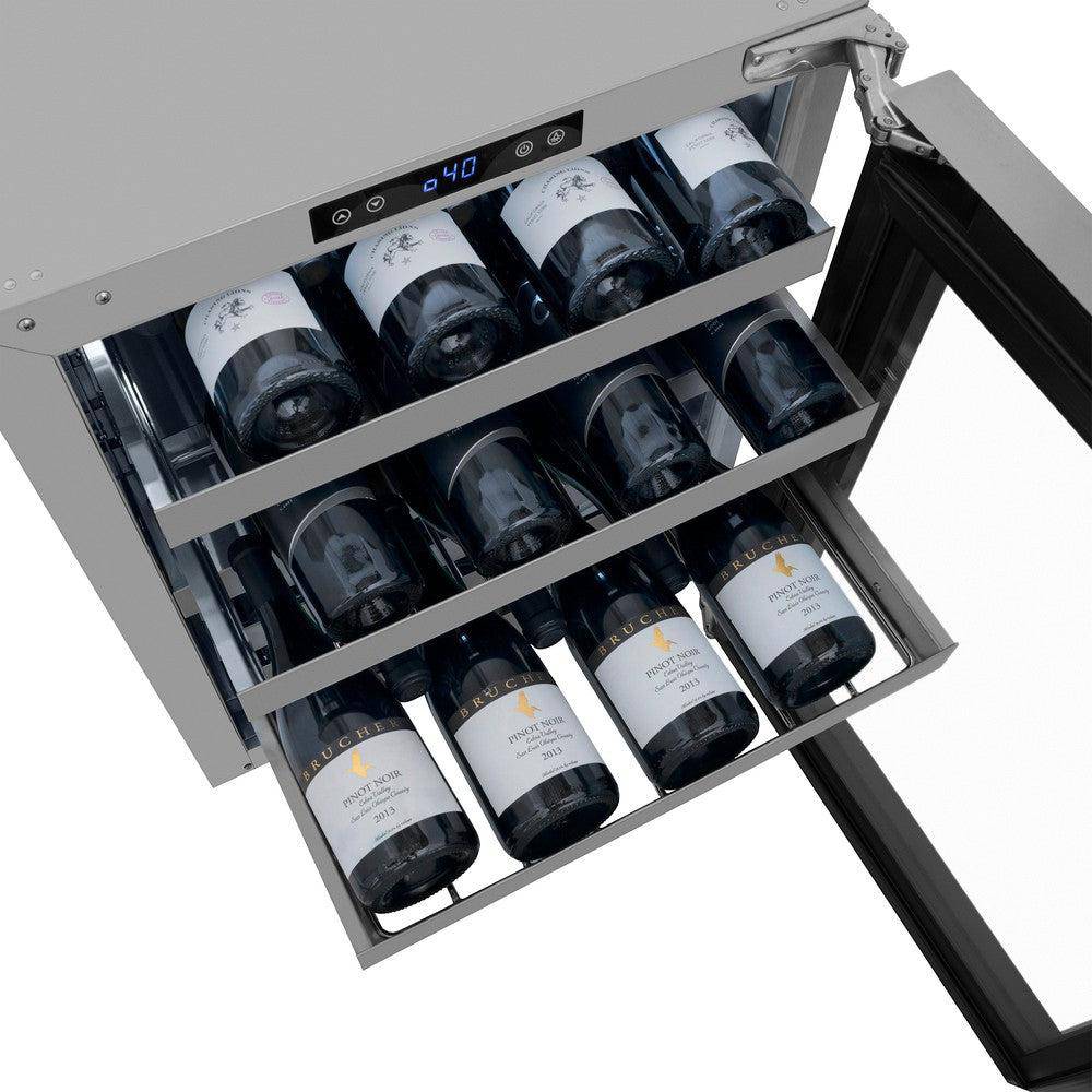 ZLINE 24 In. Touchstone Wine Cooler with Stainless Steel Glass Door and Matte Black Handle (RWDOZ-GS-24-MB) - KB&A The Home Improvement Store