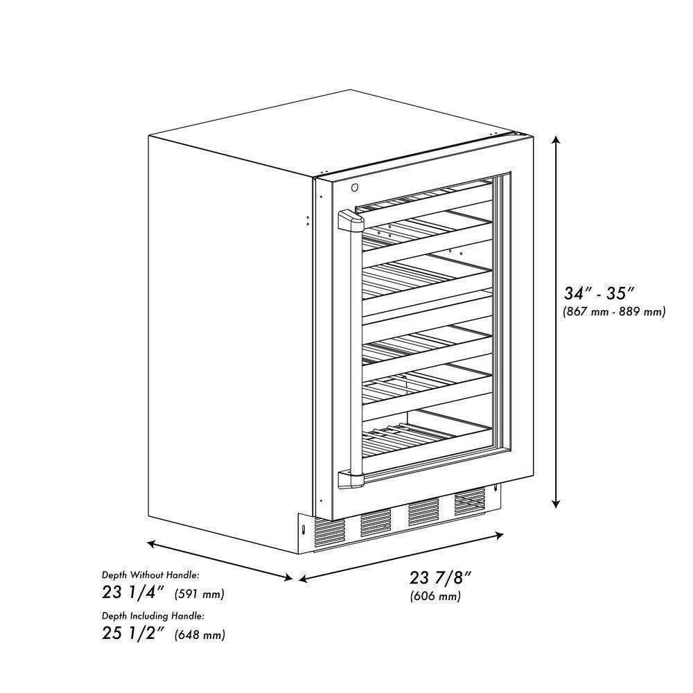 ZLINE 24 In. Touchstone Wine Cooler with Stainless Steel Glass Door and Champagne Bronze Handle (RWDOZ-GS-24-CB) - KB&A The Home Improvement Store