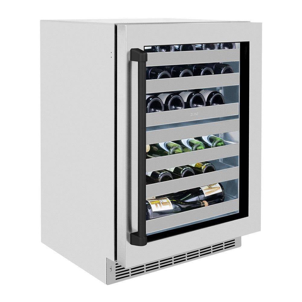 ZLINE 24 In. Touchstone Wine Cooler with Stainless Steel Glass Door and Matte Black Handle (RWDOZ-GS-24-MB) - KB&A The Home Improvement Store