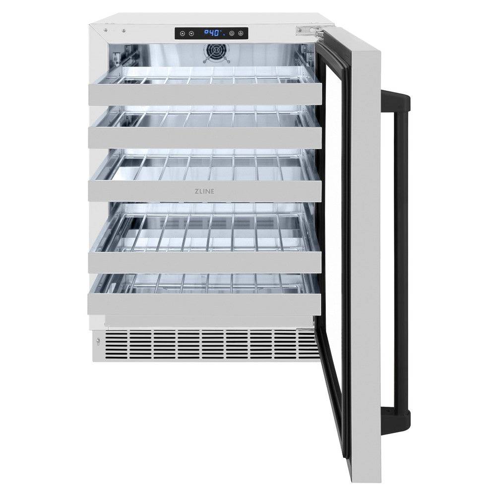 ZLINE 24 In. Touchstone Wine Cooler with Stainless Steel Glass Door and Matte Black Handle (RWDOZ-GS-24-MB) - KB&A The Home Improvement Store