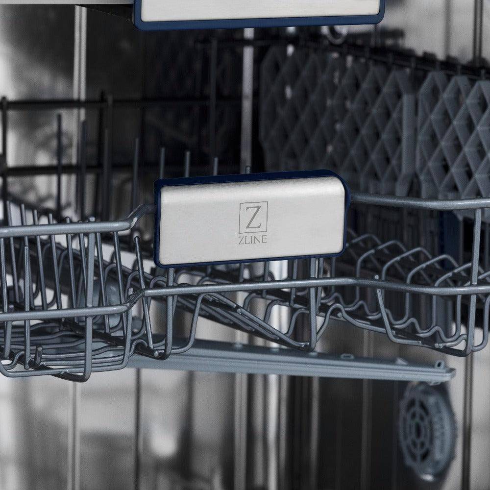 ZLINE Autograph Edition 24 in. 3rd Rack Top Control Tall Tub Dishwasher in Stainless Steel with Champagne Bronze Handle, 51dBa (DWVZ-304-24-CB) - KB&A The Home Improvement Store