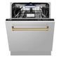 ZLINE Autograph Edition 24 in. 3rd Rack Top Control Tall Tub Dishwasher in Stainless Steel with Champagne Bronze Handle, 51dBa (DWVZ-304-24-CB) - KB&A The Home Improvement Store