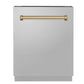 ZLINE Autograph Edition 24 in. 3rd Rack Top Control Tall Tub Dishwasher in Stainless Steel with Champagne Bronze Handle, 51dBa (DWVZ-304-24-CB) - KB&A The Home Improvement Store