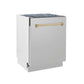 ZLINE Autograph Edition 24 in. 3rd Rack Top Control Tall Tub Dishwasher in Stainless Steel with Champagne Bronze Handle, 51dBa (DWVZ-304-24-CB) - KB&A The Home Improvement Store