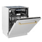 ZLINE Autograph Edition 24 in. 3rd Rack Top Control Tall Tub Dishwasher in Stainless Steel with Champagne Bronze Handle, 51dBa (DWVZ-304-24-CB) - KB&A The Home Improvement Store