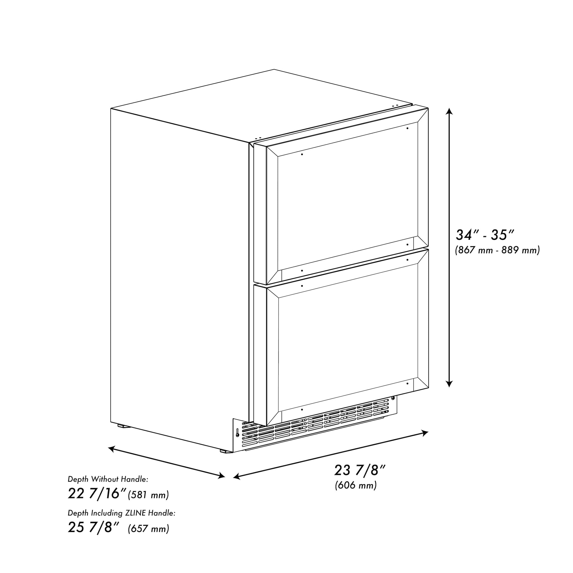 ZLINE 24 in. Touchstone 168 Can Outdoor-Rated Dual Refrigerator Drawer with Panel-Ready Doors (RDSPO-24) - KB&A The Home Improvement Store