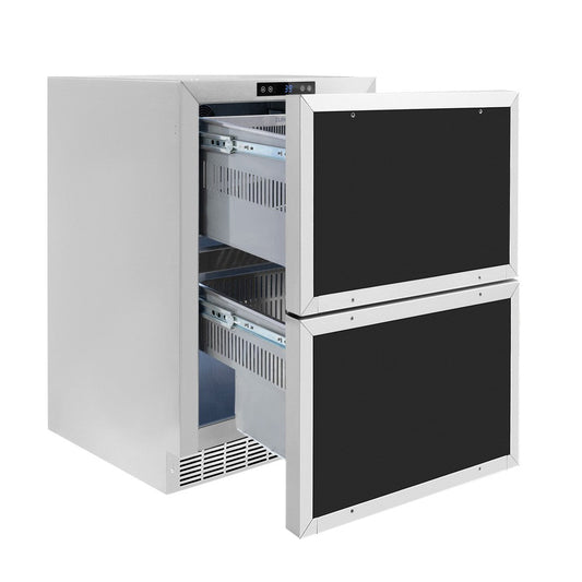 ZLINE 24 in. Touchstone 168 Can Outdoor-Rated Dual Refrigerator Drawer with Panel-Ready Doors (RDSPO-24) - KB&A The Home Improvement Store