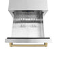 ZLINE Autograph Edition 24 in. Touchstone 168 Can Outdoor-Rated Dual Refrigerator Drawer with Stainless Steel Doors and Champagne Bronze Handles (RDSOZ-ST-24-CB) - KB&A The Home Improvement Store
