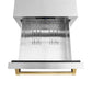 ZLINE Autograph Edition 24 in. Touchstone 168 Can Outdoor-Rated Dual Refrigerator Drawer with Stainless Steel Doors and Polished Gold Handles (RDSOZ-ST-24-G) - KB&A The Home Improvement Store