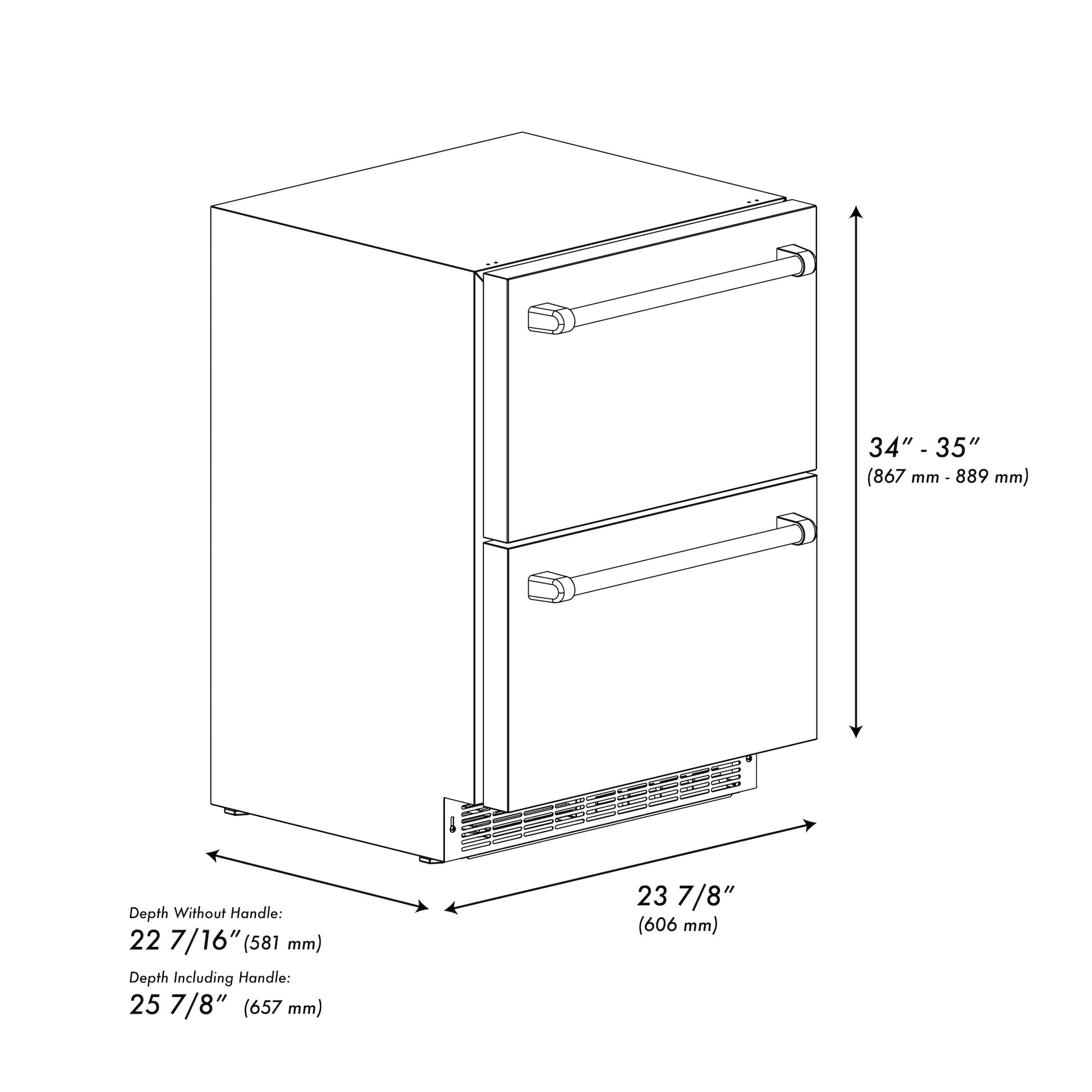 ZLINE Autograph Edition 24 in. Touchstone 168 Can Outdoor-Rated Dual Refrigerator Drawer with Stainless Steel Doors and Champagne Bronze Handles (RDSOZ-ST-24-CB) - KB&A The Home Improvement Store