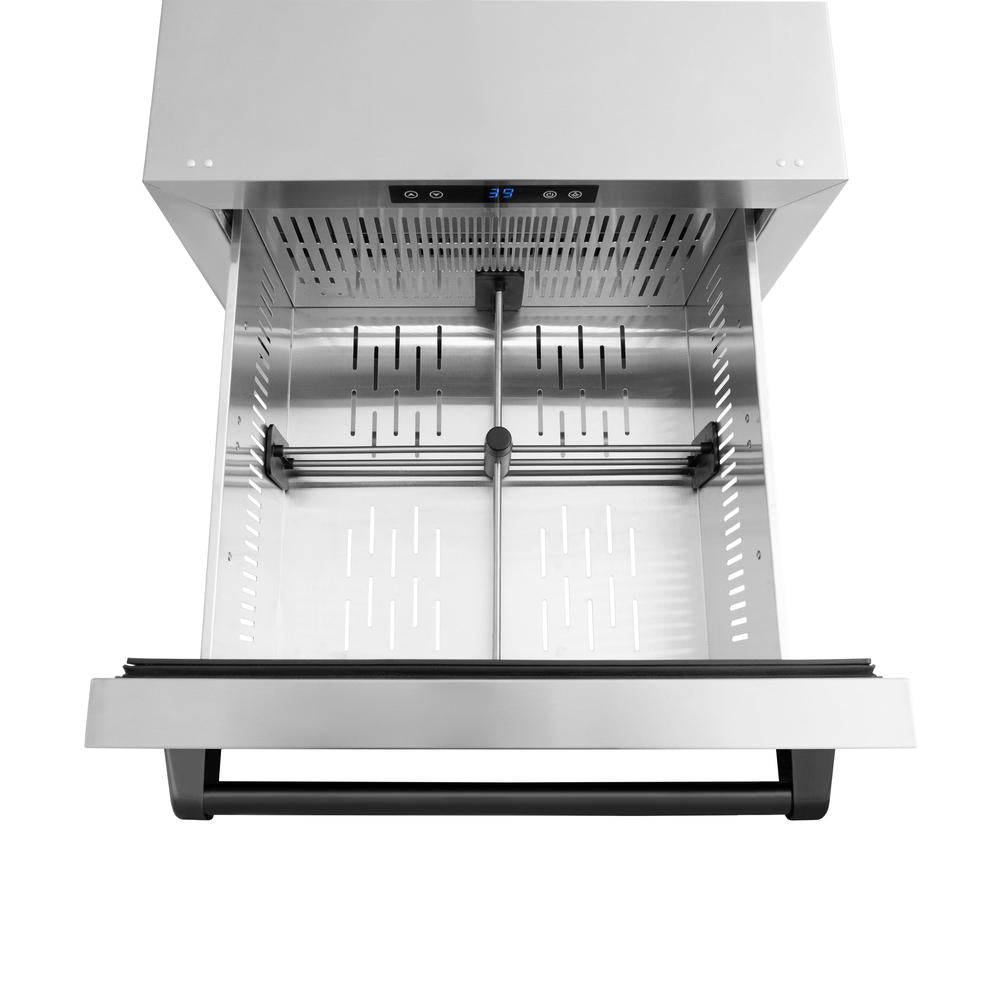 ZLINE Autograph Edition 24 in. Touchstone 168 Can Outdoor-Rated Dual Refrigerator Drawer with Stainless Steel Doors and Matte Black Handles (RDSOZ-ST-24-MB) - KB&A The Home Improvement Store