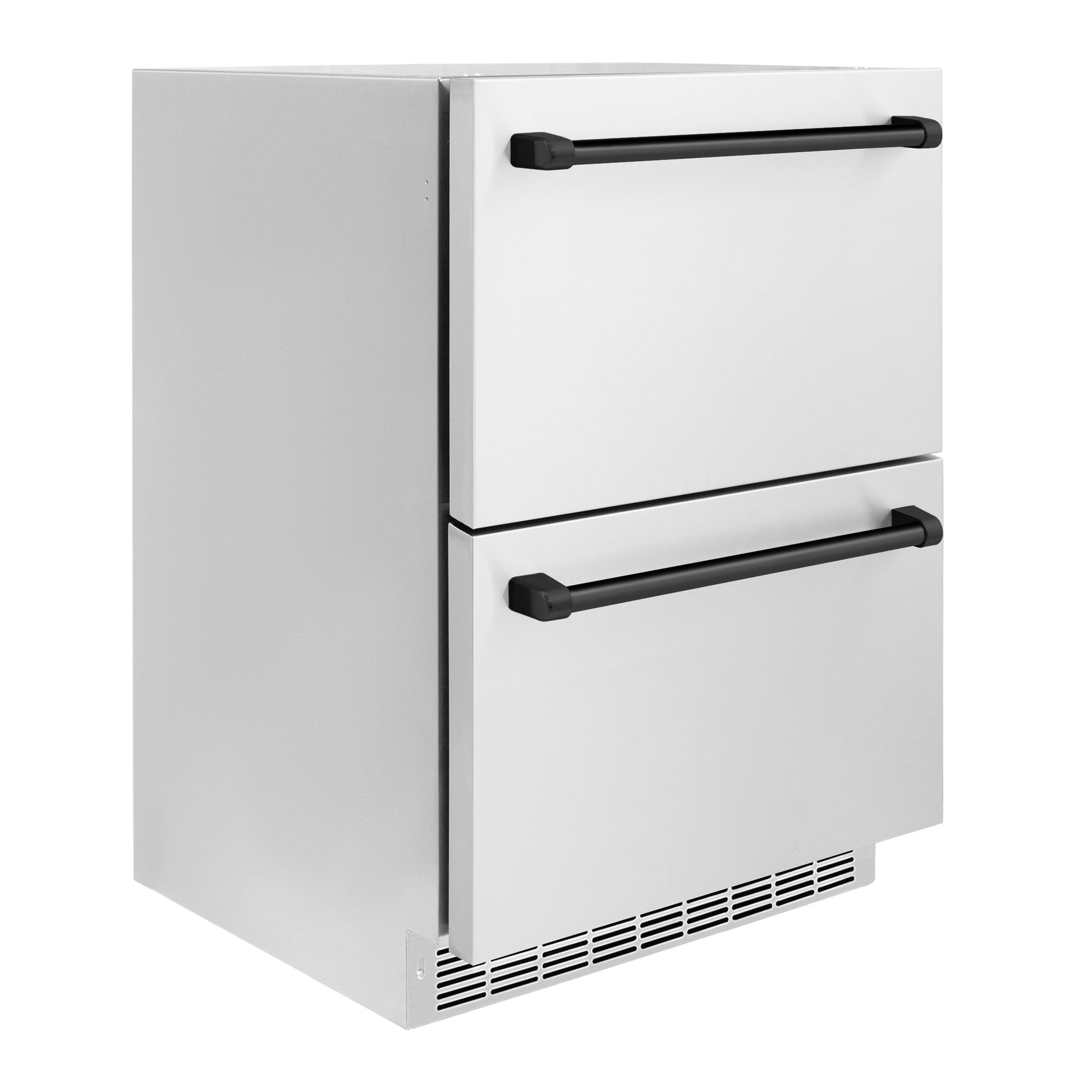 ZLINE Autograph Edition 24 in. Touchstone 168 Can Outdoor-Rated Dual Refrigerator Drawer with Stainless Steel Doors and Matte Black Handles (RDSOZ-ST-24-MB) - KB&A The Home Improvement Store