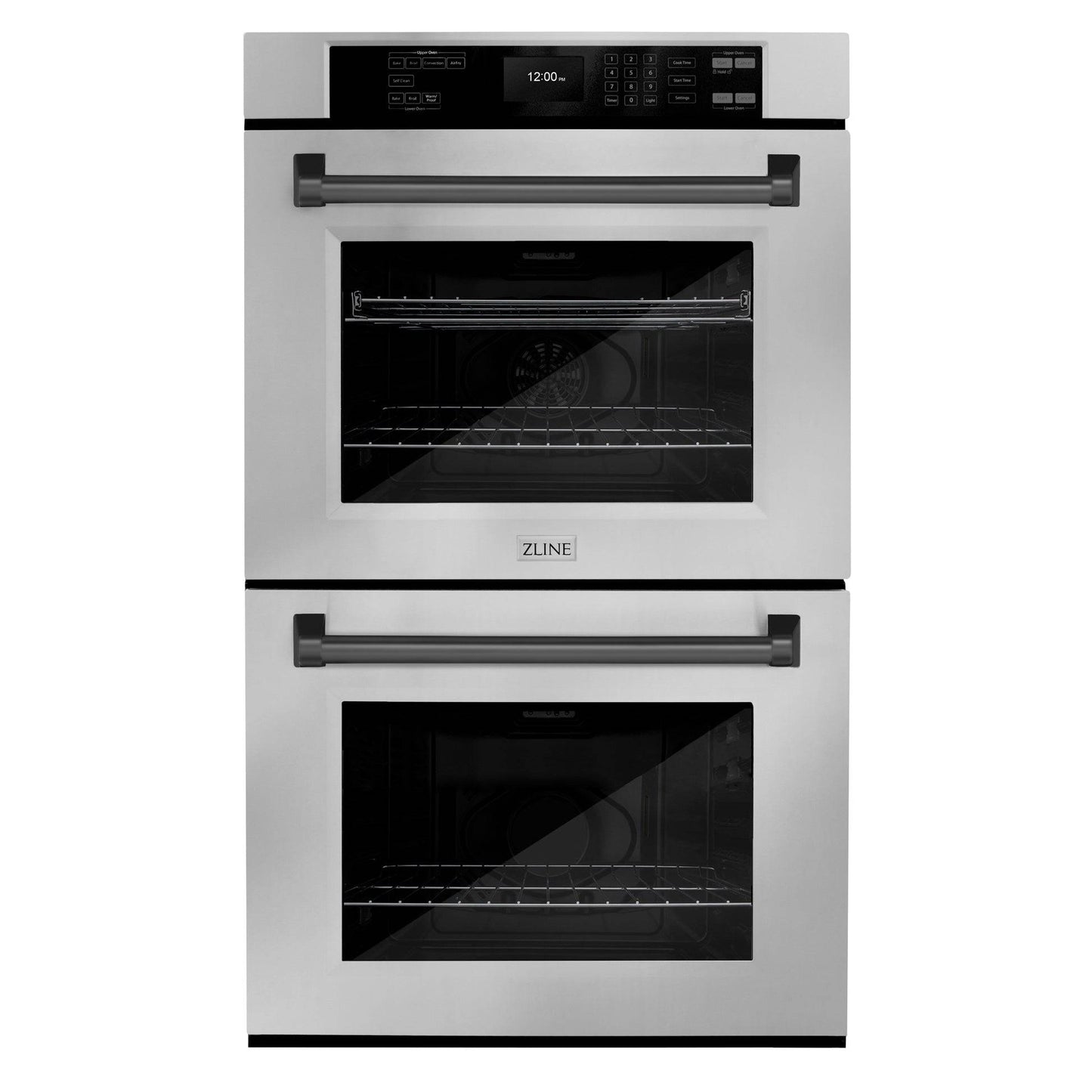 ZLINE 30 in. Autograph Edition Professional True Convection Double Wall Oven with Air Fry and Self Clean in Stainless Steel with Matte Black Handles (WADZ-30-MB) - KB&A The Home Improvement Store