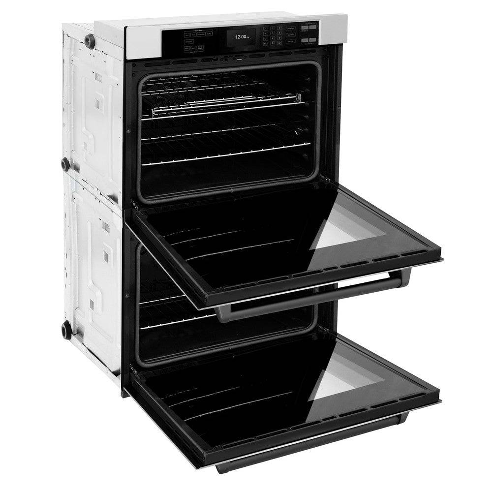 ZLINE 30 in. Autograph Edition Professional True Convection Double Wall Oven with Air Fry and Self Clean in Stainless Steel with Matte Black Handles (WADZ-30-MB) - KB&A The Home Improvement Store