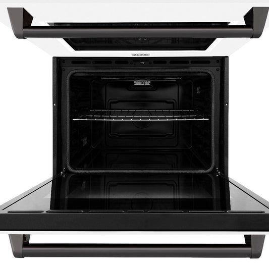ZLINE 30 in. Autograph Edition Professional True Convection Double Wall Oven with Air Fry and Self Clean in Stainless Steel with White Matte Doors and Matte Black Handles (WADZ-WM-30-MB) - KB&A The Home Improvement Store