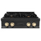 ZLINE Autograph Edition 30 in. Porcelain Rangetop with 4 Gas Burners in Black Stainless Steel and Polished Gold Accents (RTBZ-30-G) - KB&A The Home Improvement Store