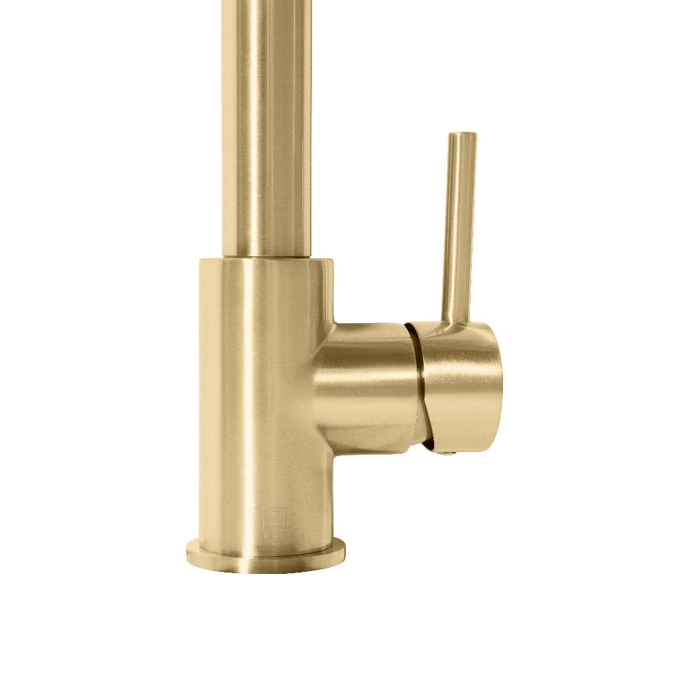 ZLINE Apollo Pull Down Spring Single Handle Kitchen Faucet in Champagne Bronze (APL-KF-CB) - KB&A The Home Improvement Store